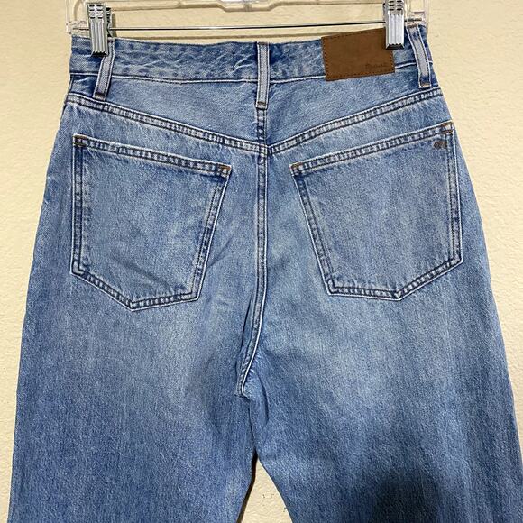 Madewell Jeans Women 27 Blue Curvy 90s Straight Revoir Wash Distressed Raw Hem - Picture 7 of 10